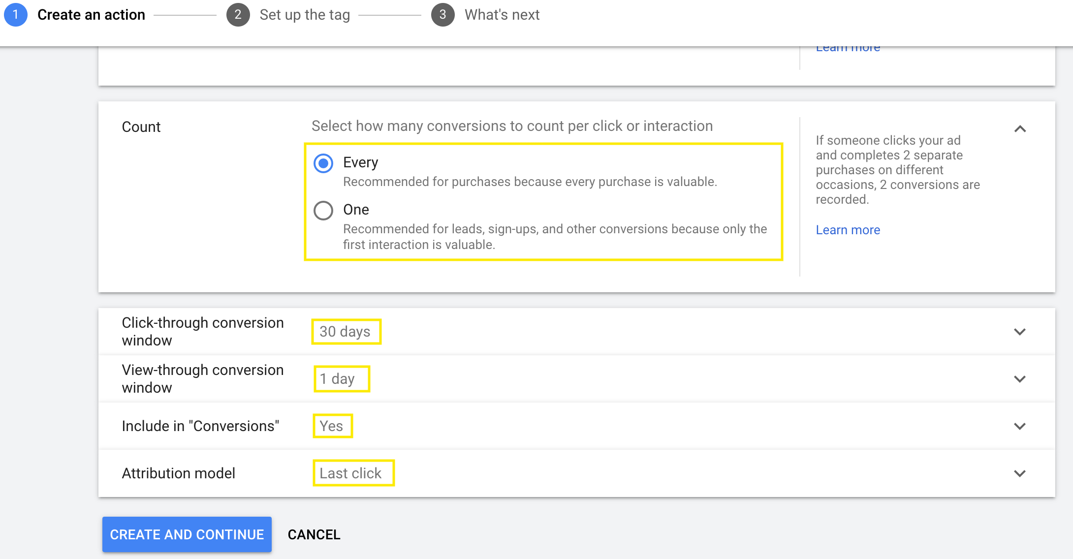 Finish Step 1 Conversion Create Ads Conversion