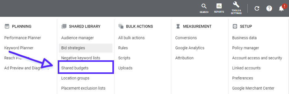Google Ads Shared Budgets.