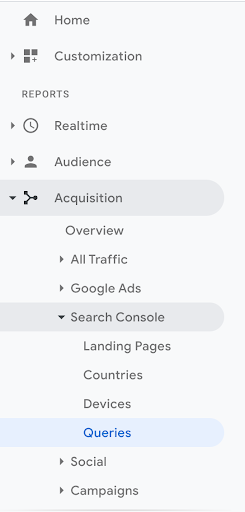 Search Queries in GA