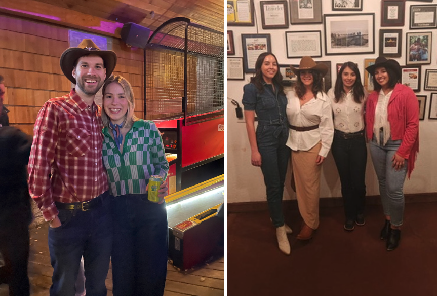 Socium team retreat dinner at Gueros, people dressed in cowboy attire.