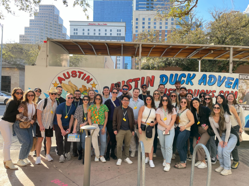 Socium team retreat dolphin tour.