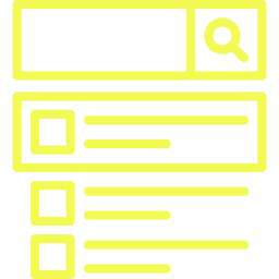 Icon showcasing a search bar and three results below.