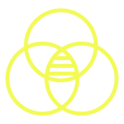 Venn diagram with overlapping section filled in.
